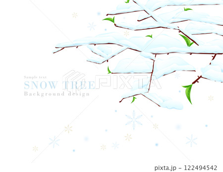 木の枝に雪が降り積もる背景のリアルイラスト｜冬の景色 122494542
