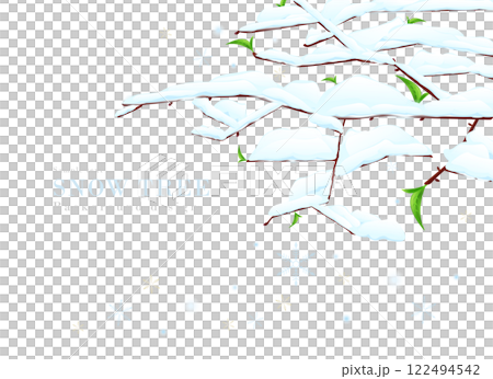 雪落在樹枝上的真實插圖 | 冬季風景 122494542