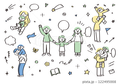 親子のイラストセット 122495008