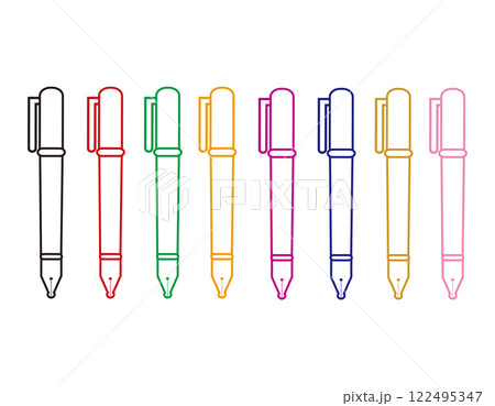 シンプルな万年筆のイラスト　筆記用具 122495347