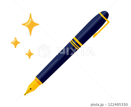 シンプルな万年筆のイラスト　筆記用具 122495350