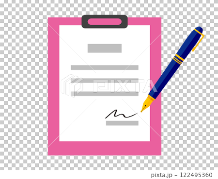 シンプルな万年筆のイラスト　筆記用具 122495360