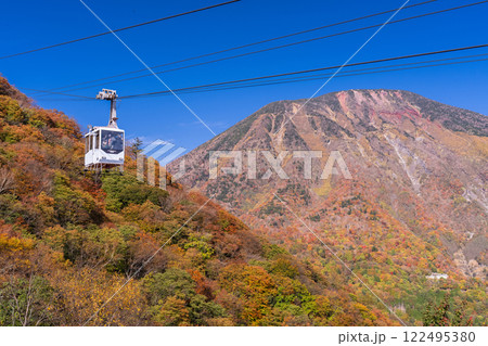 《栃木県》紅葉最盛期の奥日光・明智平の眺望 122495380