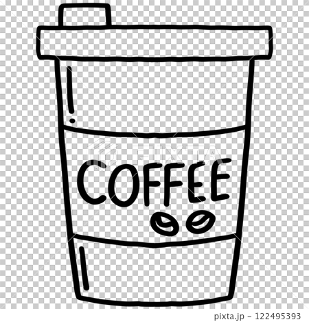 Coffee cup takeaway outline doodle cartoon drawing 122495393