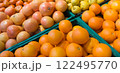 New harvest of citrus fruits on the market, oranges, grapefruits, lemons, mandarines 122495770