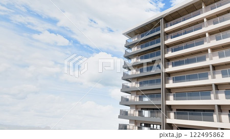 爽やかな青空とマンションの風景 122495862