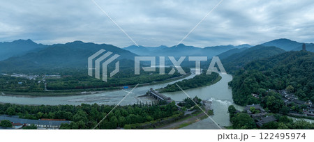 Aerial view of landscape in dujiangyan,Sichuan province,China 122495974