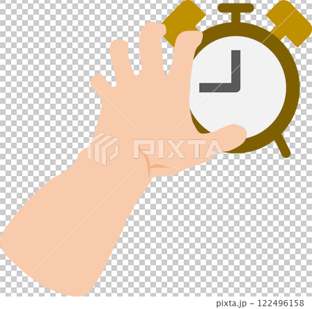 Graphic material illustration of trying to stop the alarm clock 122496158