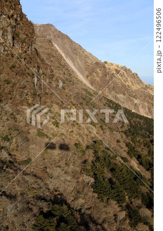 一月の長崎、晴れ渡る雲仙普賢岳、平成新山、自然災害の恐ろしさを学ぶ旅、雲仙温泉、ジオパーク、島原半島 122496506