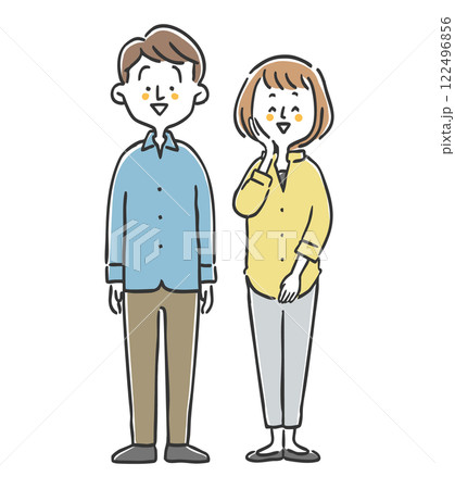 若い夫婦のイラスト　全身　ベクター 122496856