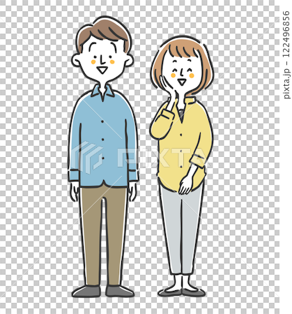 若い夫婦のイラスト　全身　ベクター 122496856