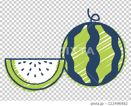 手繪風格可愛西瓜插畫 122496982