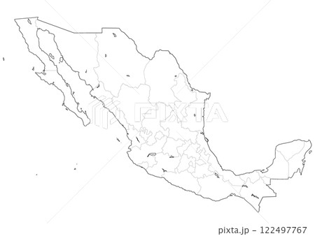 白地図　メキシコ 122497767