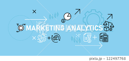 Marketing Analytics conceptual business financial report monitoring forecasting planning progress analysis database statistic design outline icon collection set Marketing Analytics conceptual business financial report monitoring forecasting planning progress analysis database statistic design outline icon collection set 122497768