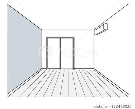エアコンがついているワンルームのベクターイラスト エアコンがついているワンルームのベクターイラスト 122498023