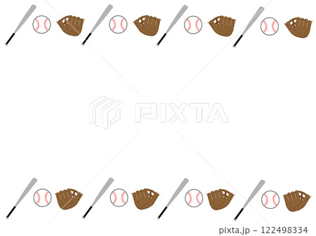 【野球】ボールとバットとグローブのフレーム 122498334