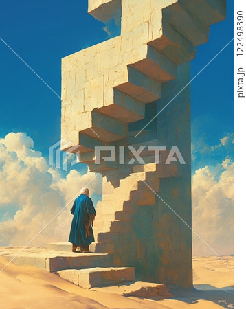 哲学的　不条理 　幻想的　風景　老人 122498390