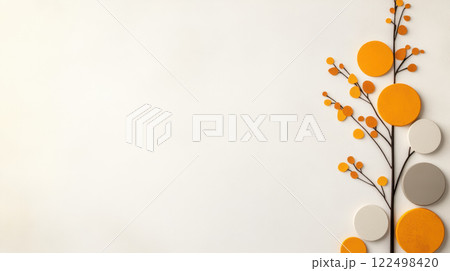 Geometric tree design with circles and branches in orange and gray tones Geometric tree design with circles and branches in orange and gray tones 122498420