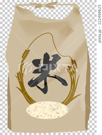 裝滿新米的米袋插圖 122498625