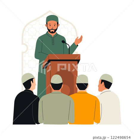 Illustration of a Muslim Imam giving a religious lecture 122498654