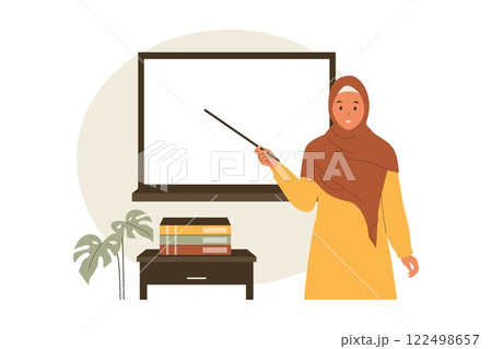 Muslim female teacher illustration 122498657