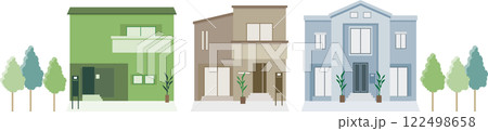 シンプルな住宅のイラストセット 122498658