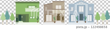 シンプルな住宅のイラストセット 122498658