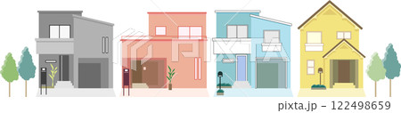 シンプルな住宅のイラストセット 122498659