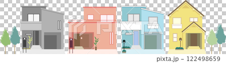 シンプルな住宅のイラストセット 122498659