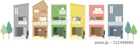 シンプルな住宅のイラストセット シンプルな住宅のイラストセット 122498660