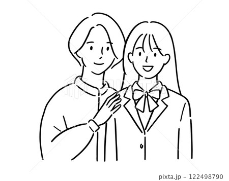 学生服を着た女子学生と年上の女性 122498790