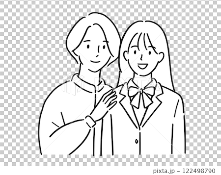 学生服を着た女子学生と年上の女性 122498790