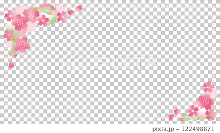 桜の花のベクターイラストセット（16：9背景用） 122498871