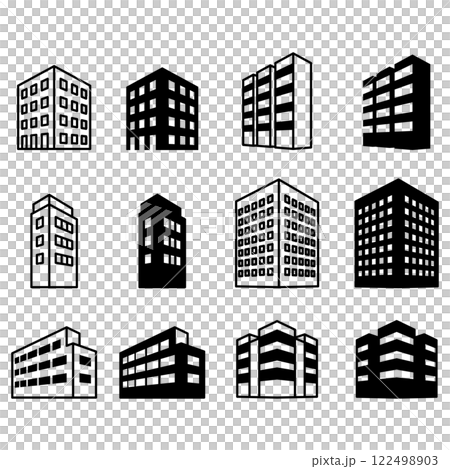 building vector line art icon set-插圖素材 [122498903] - PIXTA圖庫