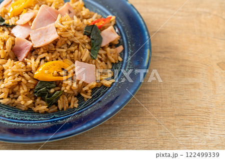 ham fried rice with herbs and spices ham fried rice with herbs and spices 122499339