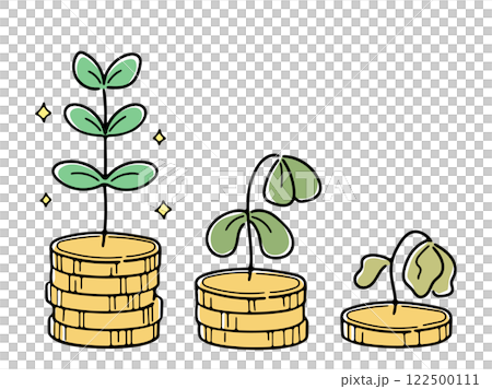 お金が減っていくイメージを植物で表現したイラスト(カラー1) 122500111