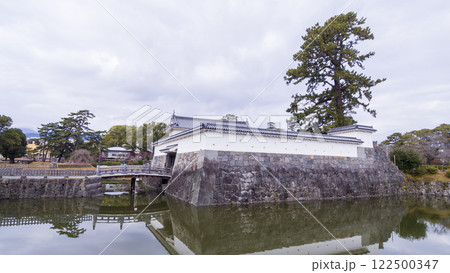 紅梅咲く小田原城址の冬 122500347