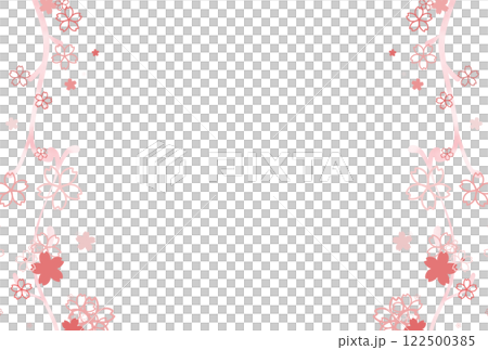 Pink cute cherry blossom and arabesque frame Pink cute cherry blossom and arabesque frame 122500385