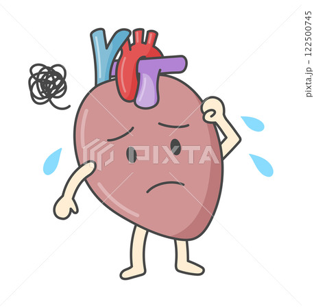 擬人化した病気になり疲れた心臓のかわいいイラスト 122500745