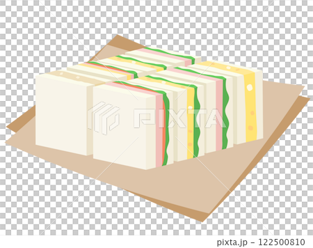 紙巾上的方形三明治插圖 122500810