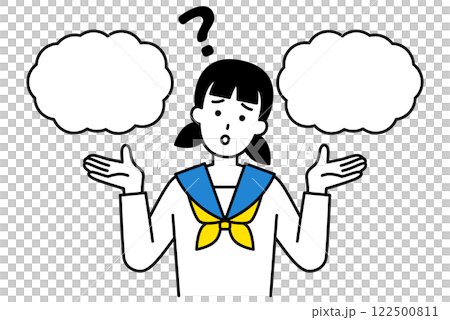 A female student is confused between two options A female student is confused between two options 122500811