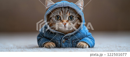 服を着た可愛い猫 122501077