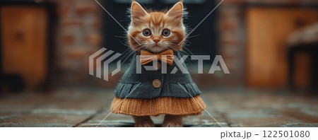 服を着た可愛い猫 122501080