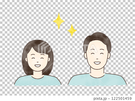 Cute hand drawn watercolor style glitter smiling couple vector illustration Cute hand drawn watercolor style glitter smiling couple vector illustration 122501459