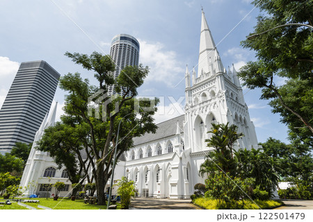 Building view of St Andrew's Cathedral, which is the cathedral church of the Anglican Diocese of Singapore. 122501479