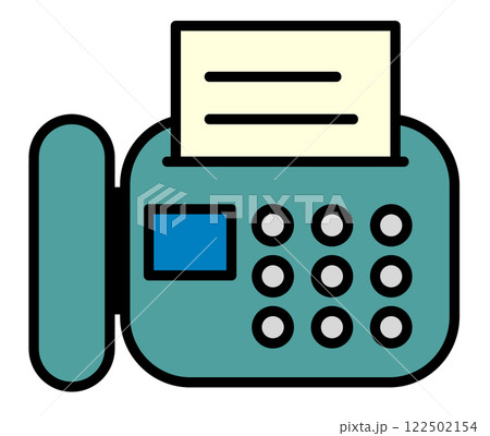 文章や用紙を電話回線で送受信するファックスのイラスト 122502154