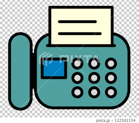 文章や用紙を電話回線で送受信するファックスのイラスト 122502154