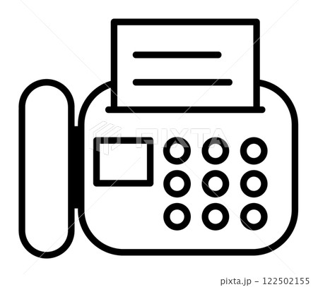 文章や用紙を電話回線で送受信するファックスのイラスト 122502155