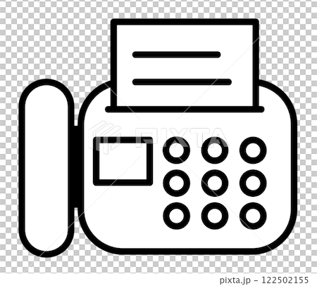 文章や用紙を電話回線で送受信するファックスのイラスト 122502155
