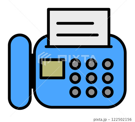 文章や用紙を電話回線で送受信するファックスのイラスト 122502156